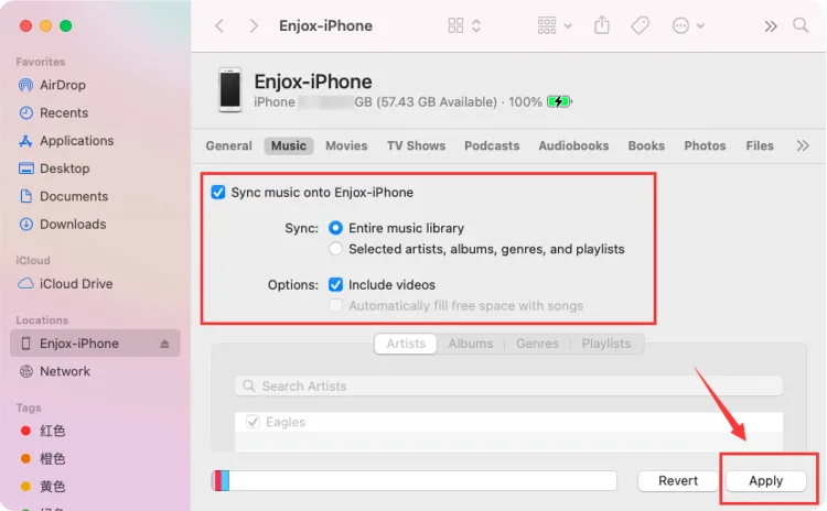Zene szinkronizálása iPhone-ra az Enjoxhoz (4. lépés)