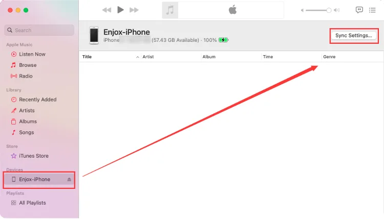 Zene szinkronizálása iPhone-ra az Enjoxhoz (3. lépés)